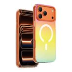KeepHone Apple iPhone 17 Pro ile Uyumlu Kılıf, Renk Geçişli Gökkuşağı Rainbow, MagSafe Uyumlu, Turuncu