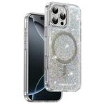 KeepHone iPhone 16 Pro ile Uyumlu Kılıf, Işıltılı Glitter, MagSafe, Gri