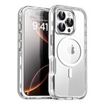 KeepHone iPhone 16 Pro ile Uyumlu Kılıf, Şeffaf, MagSafe, Tam Gövde Hibrit Koruması, Darbeye Önleyici