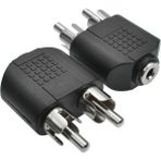 Keepro 2 Rca Erkek To 3.5 mm Aux Stereo Dişi Ses Ayırıcı Adaptör - Siyah