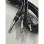Keepro 5 Metre 3.5 mm Stereo 6.3 mm Mono Amfi Kablosu 2x6.3 mm 3.5mm Stereo Kablo - Siyah