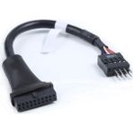 Keepro Anakartı 19 Pin Dişi Başlık 9 Pin Erkek Port Kablosu Dönüştürücü 20PIN USB 3.0 Konektörü 9pin Adaptörü - Siyah