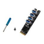Keepro M.2 Nvme To 4 Ports Pcı-E 1x USB 3.0 Riser Card M.2 B-Key Pcı-E Interface For Miner Ethereum Mining - Siyah
