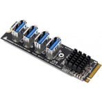 Keepro Nvme USB 3.0 Çoğaltıcı M2 Nvme 4 Port USB 3.0 Çoğaltıcı - Siyah