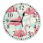 KEEPSUPER Flamingo ve Palmiye Yaprağı Duvar Saati 25,8 cm Pille Çalışan Saat Sessiz Tik Tik Takmayan Modern Saatler Dekoratif Ev Mutfak Oturma Odası Banyo Ofis için