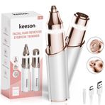 KEESON Kadınlar için yüz epilasyonu, 2'si 1 arada elektrikli kaş düzeltici, LED ışıklı, USB C şarj edilebilir tüy alma cihazı, yüz tıraş makinesi, kadınlar için yüz saç çıkarıcı, dudak, şeftali tüyü