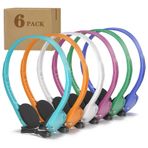 Keewonda toptan okul kulaklığı, toplu 6'lı paket, okul kulaklığı, sınıf öğrencileri, genç yetişkinler için, 3,5 mm jaklı (mikrofonsuz) çocuk kulaklığı