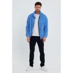 Kef Clothing Mavi Erkek Hırkası, Fermuarlı Hırka, Peluş Hırka, Oversize Hırka - 2XL - 4VN-Mavi