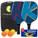 KEGLAD Pickleball kürekler, hafif pickleball seti, 2'li grafit pickleball küreği, yastık saplı, 4 pickleball topu ve 1 pickleball çantası, pickleball raketi, erkekler ve kadınlar için hediyeler