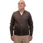 Kehila Erkek Füme Baba Hırkası Önden Zarif Düğmeli Klasik Çift Cepli Rahat Kesim Ince Yün Triko