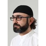 Kehribar Örme Namaz Takkesi, Örgü Motifli Takke Siyah