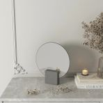 Kein Mermer Dekoratif Masa ve Makyaj Aynası Minimalist Oval Çerçevesiz Ayna Salon Oturma Odası 23 cm - Gri
