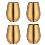 Keiwhsly Stemless 470 ml Bardak Şarap Kadehi Seti, Ev Restoran Barları için 304 Paslanmaz Çelik Bardak Dış Mekan, Hediyelik Eşyalar ve Bulaşık Makinesinde Yıkanabilir (Altın)