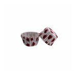 Kek Kalıbı Pet Kapsül 52X45 MM Kağıt Cupcake Kağıdı - 100 Adet Bordo Kalp Desen
