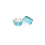 Kek Kalıbı Pet Kapsül 65*38 Mm Kağıt Cupcake Kağıdı - 100 Adet Puantiyeli Mavi