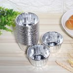 Kek Kupa Muffin Cup Folyo Kek Kupası, Muffin Fincan Pişirme Bardak Kek Kupa Pişirme Bardakları 50 PCS Çiftli Yapışmaz Isıya Dayanıklı Hamam Pişirme Pişirme Pasta (Çift taraflı gümüş K1001#A)