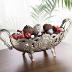Kek Kurabiye Standı Gümüş Kaplama Gondol Meyvelik, Çikolatalık ve Şekerlik, Vintage Ayaklı Sunumluk Gondol Orta Sehpa Dekoru Vitrin Dekoru Meyvelik Sunumluk Söz Nişan Gondolu (Silver)