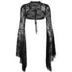 keland Kadın Gotik Dantel Shrug Ceket Üst Uzun Kollu Bolero Crop Top, siyah-1, L