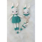 Kelebeğin Rüyası Hobi Evi Amigurumi Yenidoğan Uyku Arkadaşı Tavşan, Çıngırak, Emzik Zinciri 3lü Set - Yeşil