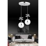 Kelebek 2'Li Krom Sarkıt 3 Renk Modu Ledli Kristal Taşlı Modern Led Avize