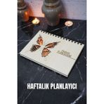 Kelebek Ahşap Plan Defteri - Tarihsiz Ajanda - Haftalık Planlayıcı - A5 - Süresiz Planlama Defteri