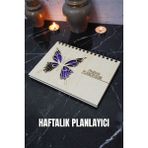 Kelebek Ahşap Plan Defteri - Tarihsiz Ajanda - Haftalık Planlayıcı - A5 - Tarihsiz Planlama Defteri