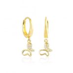 Kelebek Altın Sallantılı Küpe 14k Gold