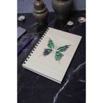Kelebek Desenli Ahşap Defter - Günlük - Çizgisiz Defter (Anı Defteri) A5 Çizgisiz Ajanda