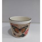 Kelebek Desenli Dekoratif Seramik Saksı, 8 cm Yükseklik, 10 cm Çap, Çiçek ve Ev Bitkileri İçin