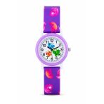 Kelebek Desenli Lila Kız Çocuk Kol Saati Analog Saat St-304419
