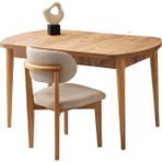Kelebek Kaşıklıklı Diş Budak Açılır Naturel Ahşap Ayak 140X80 Masa (Açılımış Ölçüsü 175X80) - Dışbudak - 140 X 80