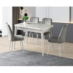 Kelebek Masa Takımı Marmo Ahşap 70x110 Açık Gri