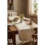 Kelebek Nakış Detaylı Fırfırlı Masa Runner 40X120 Cm Şık Dekoratif Masa Ve Konsol Örtüsü Vitrin