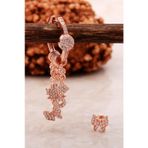 Kelebek Rose Gümüş Kombin Şans Küpe 5462