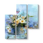 Kelebek ve Çiçek Buketi Tablosu 96 x 100-3 Parçalı