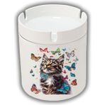 Kelebekler İçinde Kedi Baskılı Küllük Kül Tablası