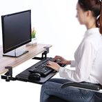 Kelepçeli ve kaydırıcılı klavye tepsisi, 25 kg taşıma kapasitesi, genişletilebilir bilek desteği, ev, ofis, oyun atölyesi ve çekmeceler için ideal