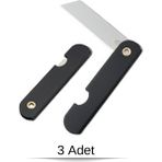 Kelepir Fırsatlar Katlanır Maket Bıçağı Küçük | Paslanmaz Çelik, Taşınabilir ve Keskin Mini Maket Bıçağı - 3 Adet - Siyah