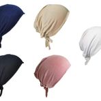Kellegour 5 adet İslami Müslüman tesettür örtüsü, kadın baş örtüsü, elastik, Underscarf türban şapka, ayarlanabilir, bağlamalı kilitli, tek renkli (lacivert, siyah, beyaz, ten rengi, pembe), Lacivert, siyah, beyaz, ten rengi, pembe, Tek Beden