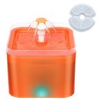 Keluofu 2l Kapasiteli Otomatik Kedi Su Çeşmesi LED Aydınlatmalı USB Pet Su Sebili Kediler Besleyici Için Devridaim Filtrelemeli (Yurt Dışından) - Turuncu