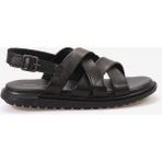 Kemal Tanca Erkek Kauçuk Tabanlı Deri Comfort Günlük Çapraz Bantlı Sandalet 555 - Siyah