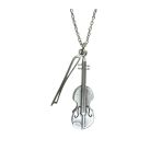 Keman Ve Keman Yayı Temalı Kolye – Unisex - Müzik Aksesuarı 60 Cm Zincir