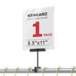 KEMEAMZ Alüminyum Alaşımlı İşaret Tutucu Kelepçe 20 x 25,5 cm Dikey Akrilik Çerçeve İşaret Tutacağı, Giyim Mağazaları Kart Ekranları (Siyah, 1 Adet)