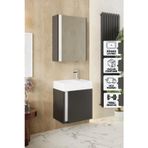 Kemer 45 Cm,lavabolu,aynalı,banyo Dolabı,mat Antrasit,lavabo Dahil