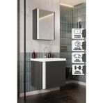 Kemer 50 Cm, Lavabolu, Aynalı, Banyo Dolabı, Mat Antrasit, Lavabo Dahil