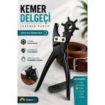 Kemer Delgeci Deri Delik Açma Aparatı 6 Başlıklı Profesyonel Kemer Delik Açıcı Pense - 1 adet - Siyah