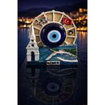 Kemer Temalı Nazar Boncuğu Biblo | Ofis Masa Üstü Dekor & Şık Hediyelik (12×11 cm)