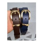 Kemerix %100 Hakiki Deri Acı Kahverengi-Lacivert Kadın 2'li Kemer Set