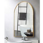 Kemerli Duvar Aynası 40x60 cm, Yuvarlak Üst Alüminyum Çerçeve, Banyo ve Yatak Odası için Makyaj Aynası, Şık Dekoratif Vurgu, Ev Dekoru için Modern Tasarım