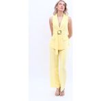 Kemerli Klasik Yelek & Bol Paça Pantolon Takım-Sarı - 8 Drop (Uzun-Dar Kalıp) - 42